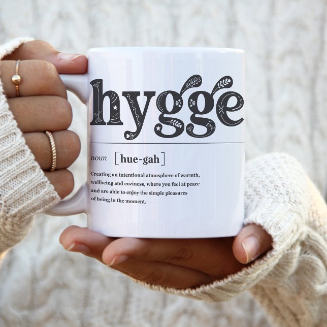 Hygge Definition Danish Quote Cozy Season 11 oz Coffee Mug (Trendy Danish Hygge Definition noun quote coffee mug, inspirational cozy well-being winter gift)