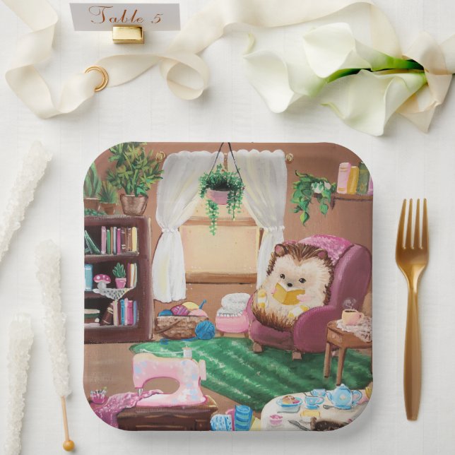 Hygge Hedgehog Paper Plate (Wedding)