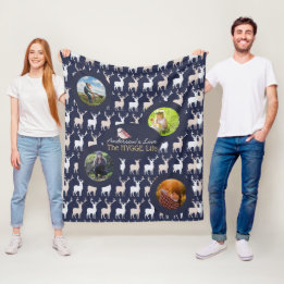HYGGE Life Cozy Stag Photo Blanket Navy Blue