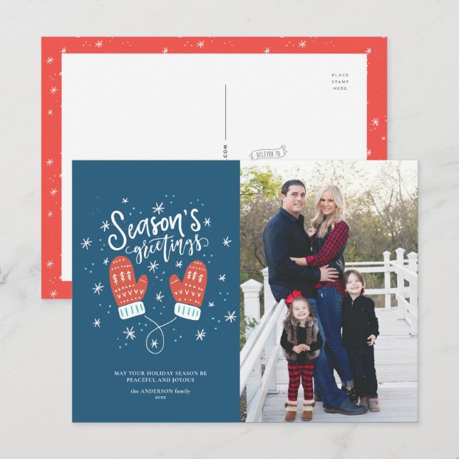 Hygge Mittens Christmas Holiday Postcard (Front/Back)