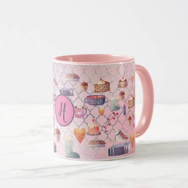 Hygge Mugs Cozy Life Personalized Folkart Pink (Front Right)