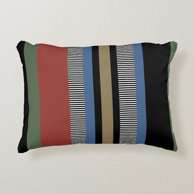 Hygge Multicolored Stripes Scandinavian Inspired Accent Pillow (Front)