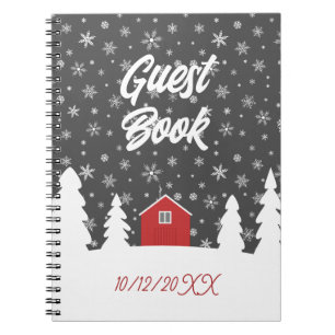 hygge red white guest book