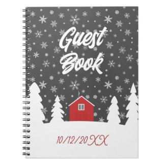 hygge red white guest book