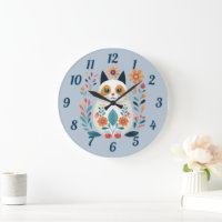 Hygge White Flower Cat Folk Art