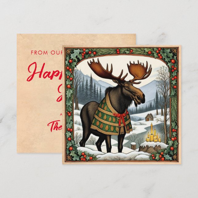 Hygge Winter Moose Holiday Card (Front/Back)