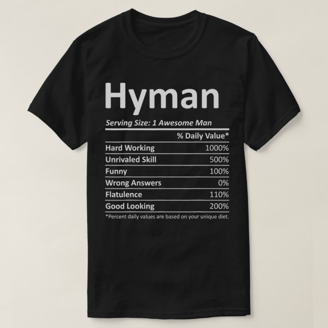 HYMAN Nutrition Funny Birthday Personalized Name G T-Shirt (Design Front)