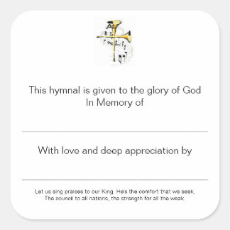 Hymnal Plates In Memory of Square Sticker