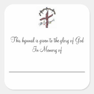 Hymnal Plates In Memory of Square Sticker
