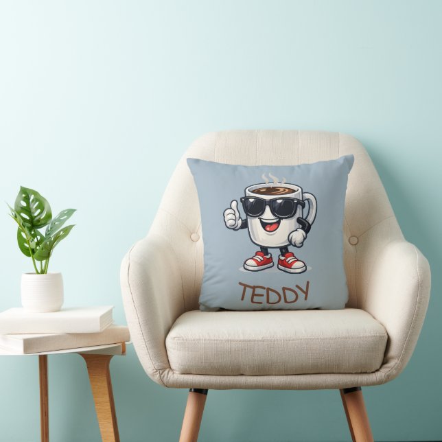 Hyped Up Coffee Cup Throw Pillow (Chair)