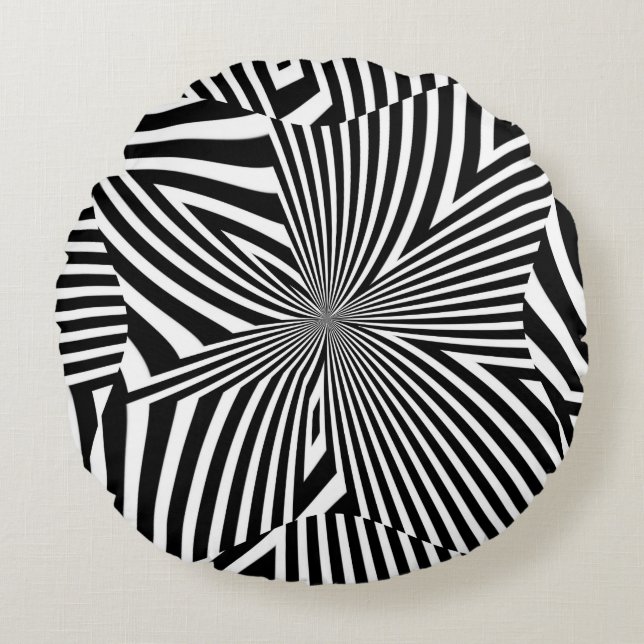 Hyper Black and White Round Pillow (Front)
