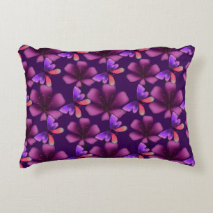Hyper-Bloom Purple Butterfly: Dark  Floral  Accent Pillow