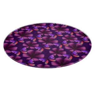 Hyper-Bloom Purple Butterfly: Dark  Floral  Cutting Board