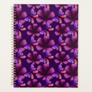Hyper-Bloom Purple Butterfly: Dark  Floral  Planner