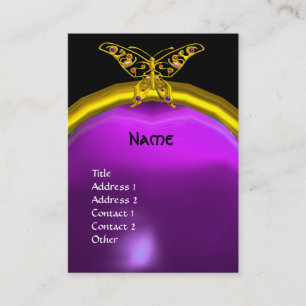 HYPER BUTTERFLY AMETHYST MONOGRAM yellow purple Business Card