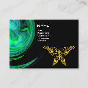 HYPER BUTTERFLY- bright blue green black yellow Business Card