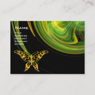 HYPER BUTTERFLY- bright orange green black yellow Business Card
