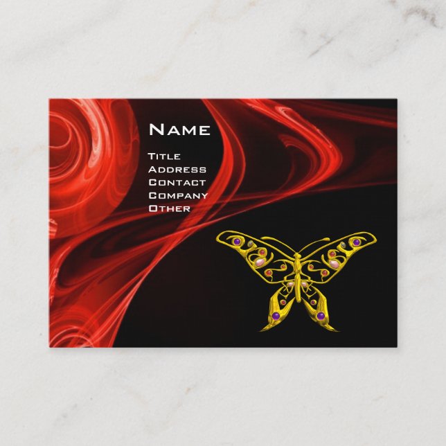 HYPER BUTTERFLY-bright  red black yellow Business Card (Front)