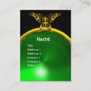 HYPER BUTTERFLY EMERALD MONOGRAM green yellow Business Card