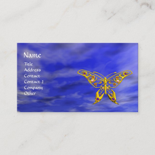 HYPER BUTTERFLY IN VIBRANT BLUE SKY BUSINESS CARD (Front)