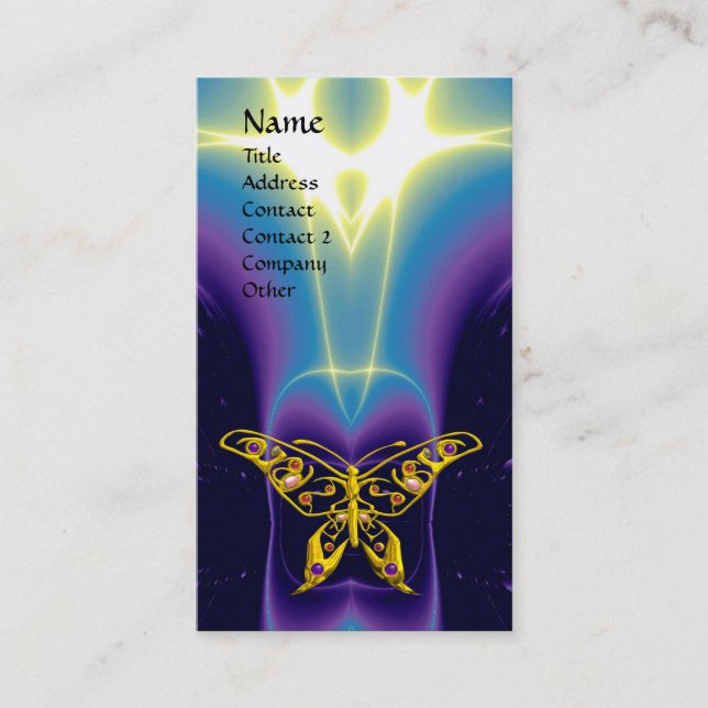 HYPER BUTTERFLY / LIGHT WAVES,Aqua Blue,Purple Business Card (Front)