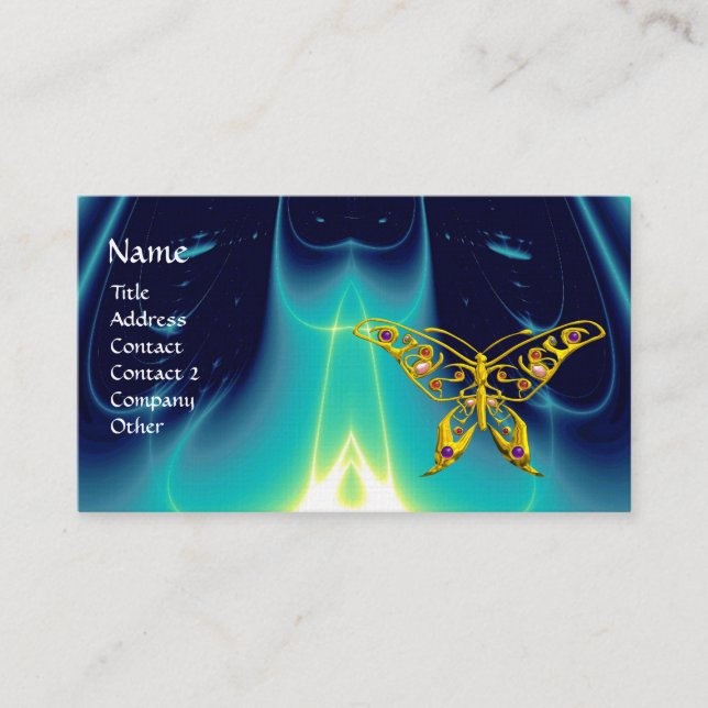 HYPER BUTTERFLY / LIGHT WAVES, Aqua Blue,Turquase Business Card (Front)