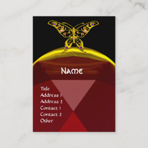 HYPER BUTTERFLY RUBY MONOGRAM black red yellow Business Card