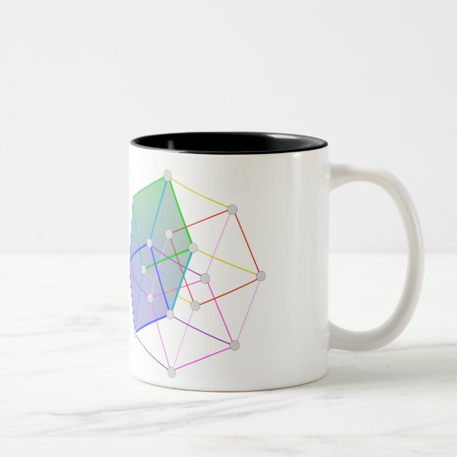 Hyper Cube 2 -- cool science in 4D! Two-Tone Coffee Mug (Right)
