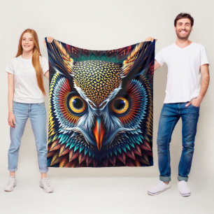 Hyper-Detailed Owl Portrait Realistic & Intense Fleece Blanket
