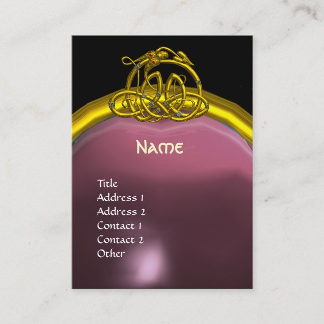 HYPER DRAGON AMETHYST MONOGRAM purple pink yellow Business Card (Front)