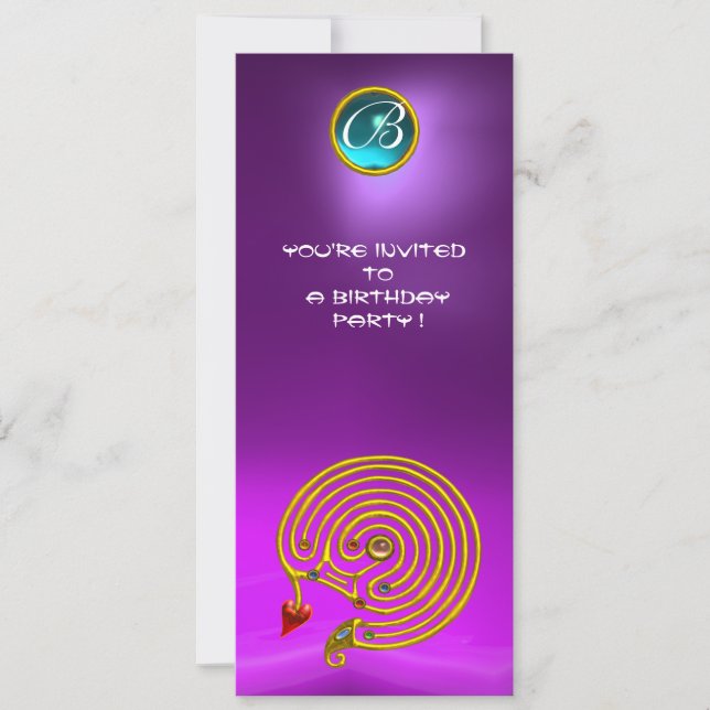HYPER LABYRINTH,Amethyst bright blue violet purple Invitation (Front)