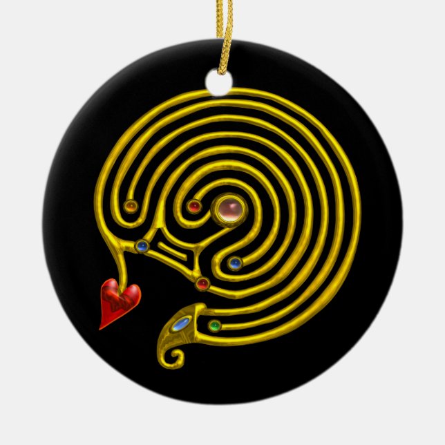 HYPER LABYRINTH black and white Ceramic Ornament (Front)