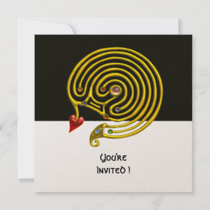 HYPER LABYRINTH black and white ,red,gold metallic Invitation