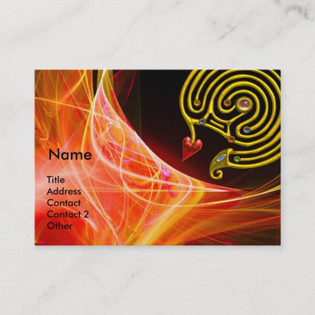 HYPER LABYRINTH IN ORANGE YELLOW RED LIGHT WAVES BUSINESS CARD (Front)