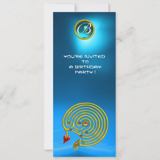 HYPER LABYRINTH ,Sapphire bright yellow blue Invitation (Front)