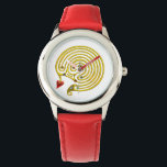 HYPER LABYRINTH,white Watch<br><div class="desc">Elegant, cool, artistic and unique design of a golden medieval labyrinth with shiny gem stones, bling.Very accurated jewel design, modelling and rendering by Bulgan Lumini (c).Part from series Hyper Talismans.</div>