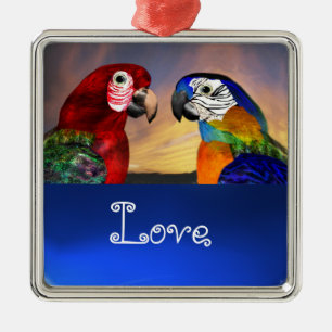 HYPER PARROTS / BLUE AND RED ARA Sapphire Love Metal Ornament