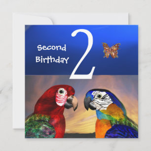 HYPER PARROTS / First Birthday Party Invitation