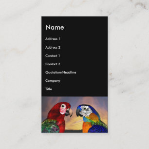 HYPER PARROTS / RED AND BLUE ARA ,black Business Card