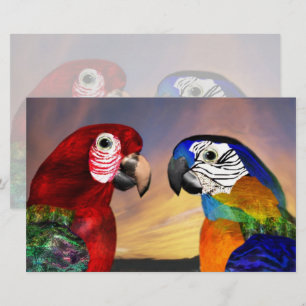 HYPER PARROTS / RED AND BLUE ARA ,green Stationery