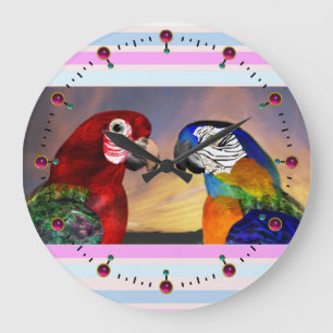 HYPER PARROTS / RED AND BLUE ARA LARGE CLOCK