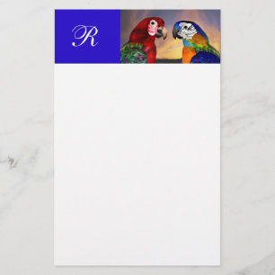 HYPER PARROTS / RED AND BLUE ARA MONOGRAM STATIONERY
