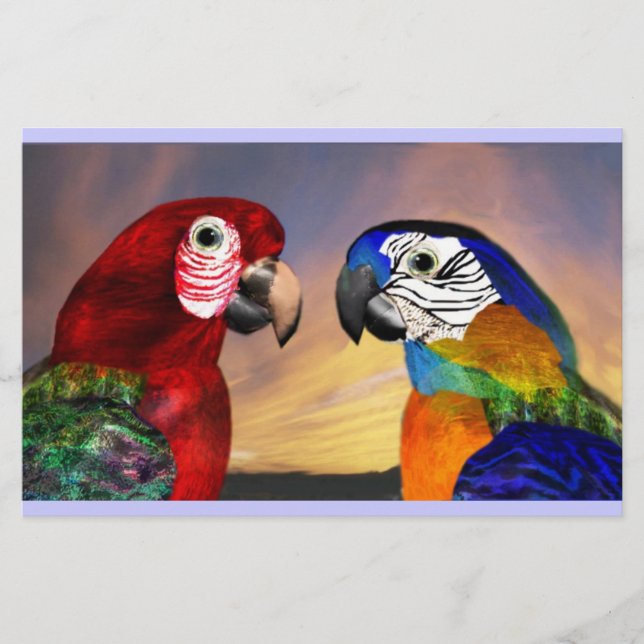 HYPER PARROTS / RED AND BLUE ARA STATIONERY (Front)