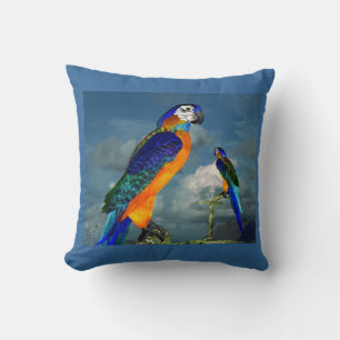 HYPER PARROTS / RED AND BLUE ARA THROW PILLOW