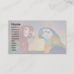 HYPER PARROTS / RED AND BLUE ARA ,white Business Card