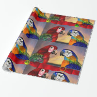 HYPER PARROTS /RED AND BLUE ARA WITH RIBBONS
