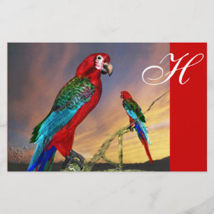 HYPER PARROTS / RED ARA  MONOGRAM STATIONERY