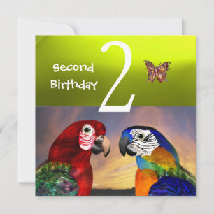 HYPER PARROTS / Second Birthday Party, Yellow Invitation