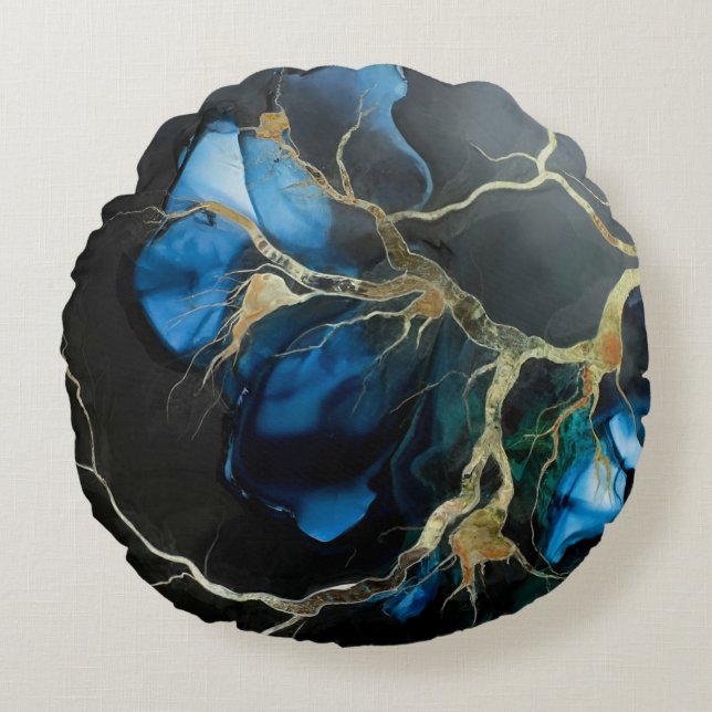 Hyper-Realistic Alcohol Ink Dreamscape  Round Pillow (Front)
