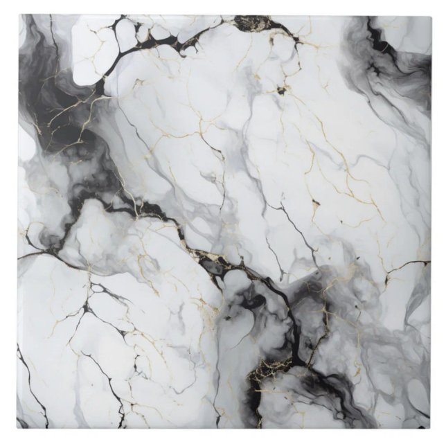 Hyper-Realistic Marble effect with Gold & Black Tile (The complete printed tile design. Tiles sold individually.)